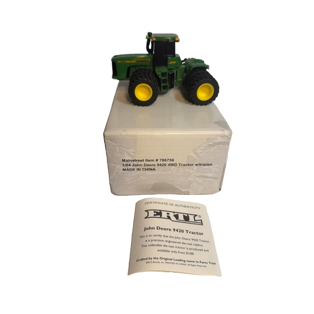 ERTL JOHN DEERE 9420 TRACTOR W/ TRIPLES DIE CAST FARMING VEHICLE 1/64 W/ COA